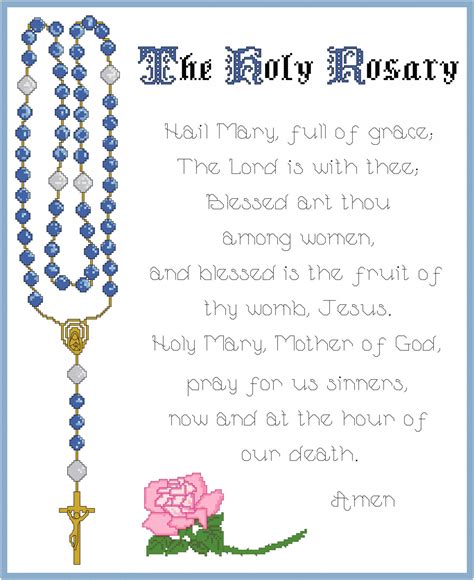 The Holy Rosary Cross Stitch Pattern Chart Graph