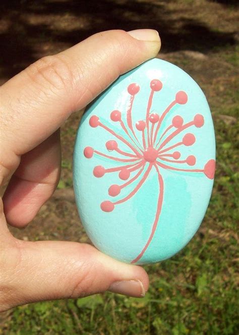 Hand Painted Flower Stone Via Etsy Painted Rocks Kids Rock Crafts