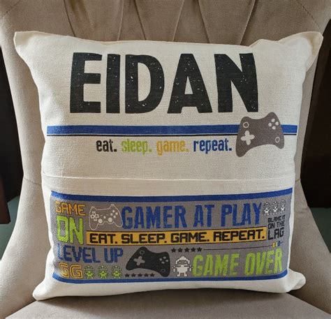Personalized Gamer Pocket Pillow Gamer At Play Pillow Etsy