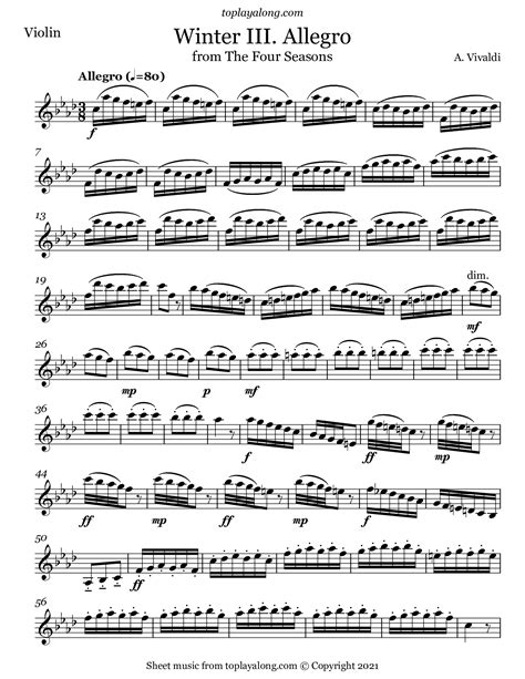 Vivaldi Winter Violin Sheet Music Revolutionlomi
