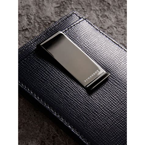 Real leather slim wallet for men with money clip carbon fiber rfid blocking case. Burberry London Leather Money Clip Card Case Dark Navy in Black for Men - Lyst