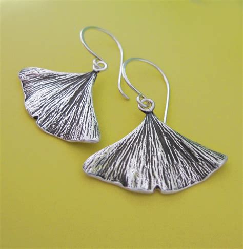 Sterling Silver Ginkgo Leaf Earrings Medium By Esdesigns On Etsy