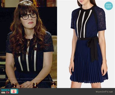 Jesss Navy Lace Striped Dress On New Girl Dresses Young