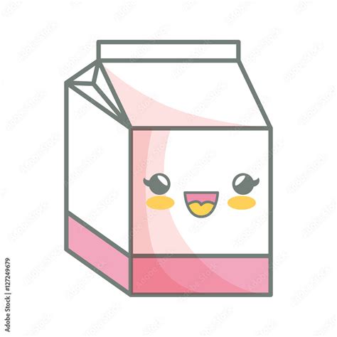 Milk Box Carton Kawaii Style Isolated Icon Vector Illustration Design Stock Vector Adobe Stock