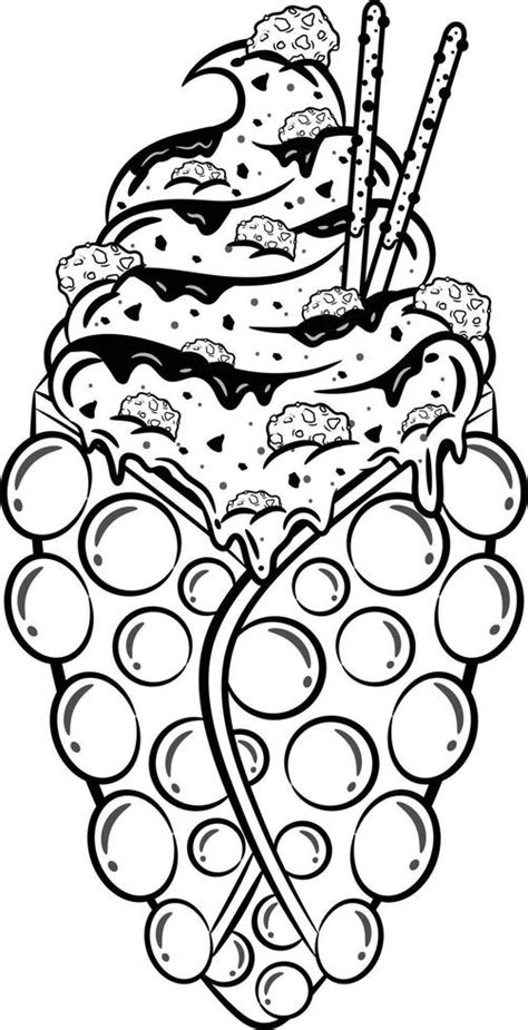 Coloriage D Une Glace Dans Une Bubble Waffle Imprimer T Te Modeler