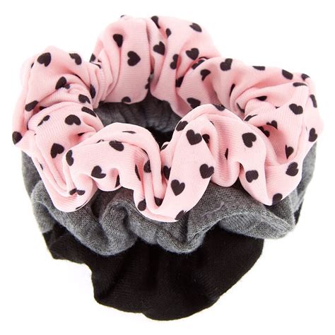 Claires Club Small Heart Hair Scrunchies Pink 3 Pack Claires