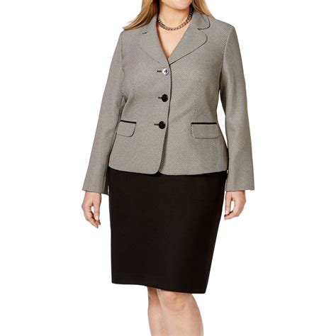 Le Suit Le Suit New Black Womens Size 18w Plus Triple Button Skirt Suit Set