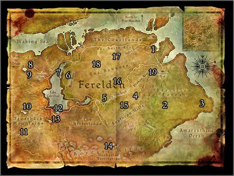 World Atlas Maps Map 1 Ferelden Dragon Age Origins Game Guide