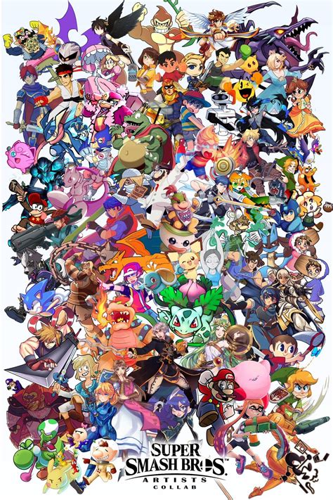 Super Smash Bros Ultimate Full Character Roster Artists Collab Fanart