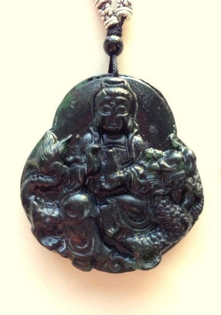 Black Hand Carved Jade Buddha With Tibetan Silver Necklace Etsy