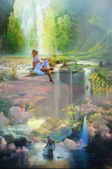 freetoedit waterfall fantasy surreal landscape woman...