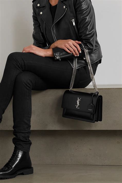 Black Sunset Medium Leather Shoulder Bag Saint Laurent In 2021 Ysl