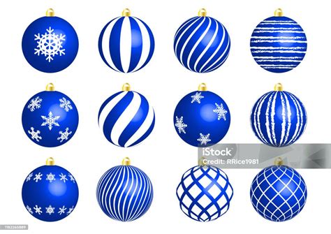 Blue Christmas Ornament Set Stock Illustration Download Image Now