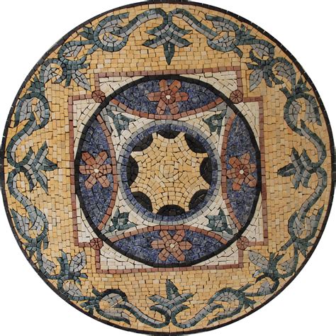 Victorian Style Round Mosaic Floor Tile Mosaic Marble