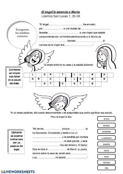 Virgen María Ficha Interactiva Texto Biblico Para Niños Citas