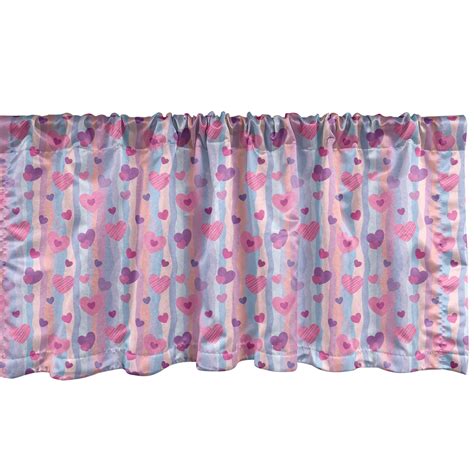 Love Window Valance Pack Of 2 Hearts For Valentine Vertical Stripes