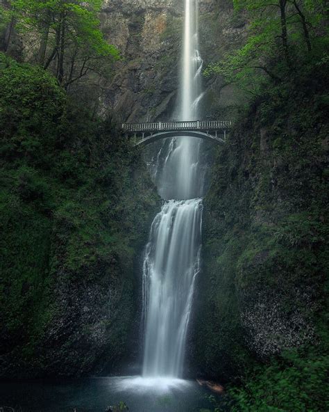 Hd Wallpaper Waterfalls And Bridge Cascade Long Exposure Multnomah