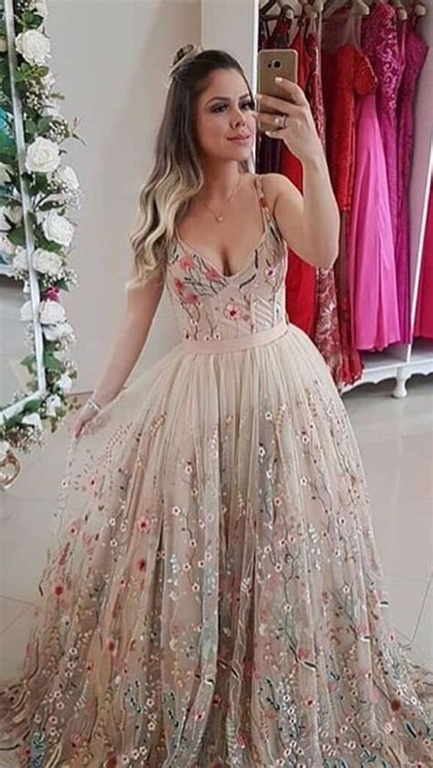 Flower Lace Wedding Dress Floral Beige Tulle Grey Wedding Dress Boho