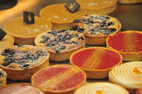 a variety of french pastries in a burgundy patisserie breakfast sweets french pastries food