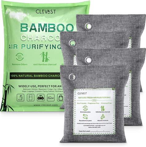 Clevast Bamboo Charcoal Air Purifying Bags 4×200g Removes Odors And