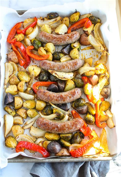 Sheet Pan Dinner With Bratwurst And Roasted Vegetables Lisas