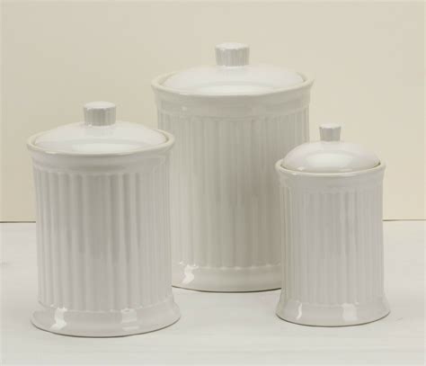 Simsbury Ceramic Canister Set Of 3 In White By Omni Housewares Ebay