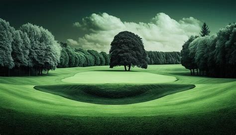 Premium Photo A Golf Courses Lush Green Grass