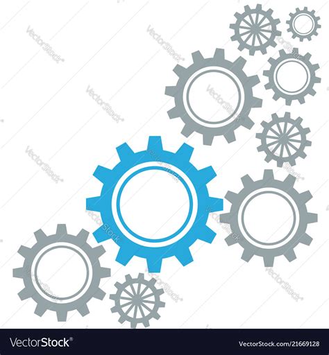 Gears Border Graphics Grey And Blue On White Vector Image
