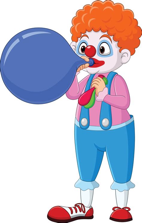 Cartoon Clown Blowing Big Balloon 7153099 Vector Art At Vecteezy
