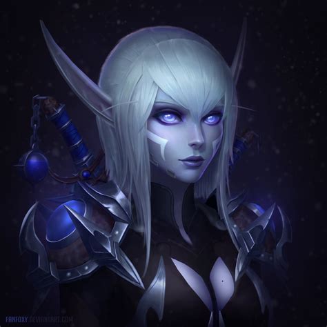 Jorsch Drawing Warcraft Women Night Elves Long Hair Silver Hair