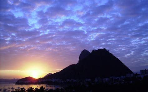 Sunrise Behind The Sugar Loaf In Rio De Janeiro Brazil