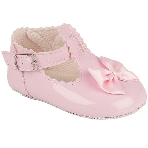 Baby Girls Pink Patent Baypods Pram Shoes Christening Wedding Party 0 3