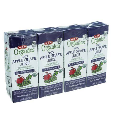 H E B Organics Apple Grape Juice 675 Oz Boxes Shop Juice At H E B