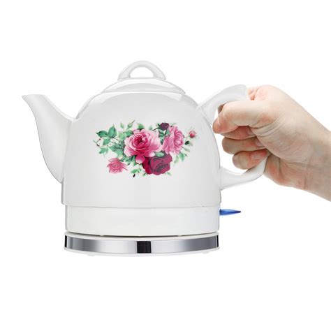 12l Electric Tea Water Kettle Ceramic Pot With Floral Rose Variable