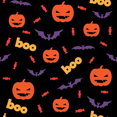 Seamless Halloween Pattern With Pumpkins Candy And Bats 682532 Vector
