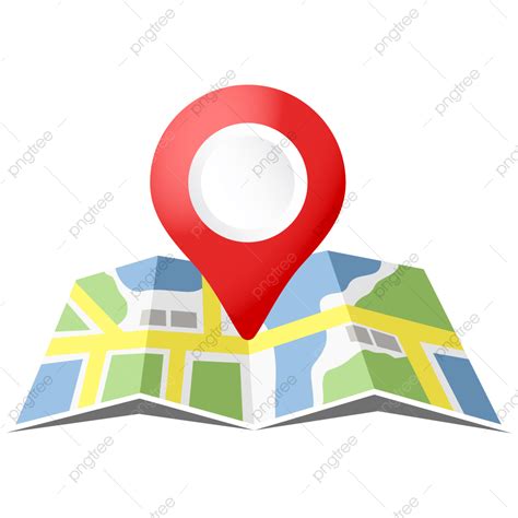 Red Location Pin Icon With Colored Folded Map Location Pin Icon