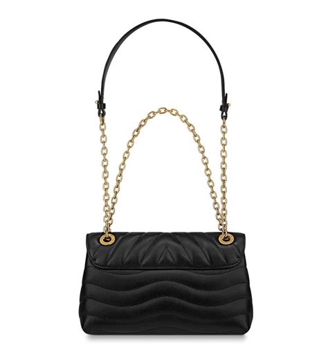louis vuitton black smooth cowhide leather lv new wave chain bag for sale at 1stdibs