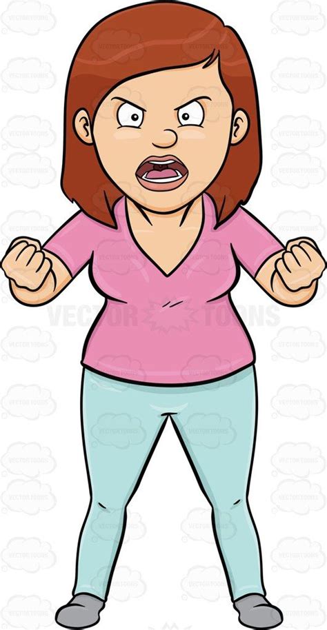 A Very Furious Woman Clenching Her Fists Clenched Women Cartoon