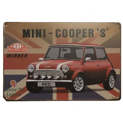 Red Mini Cooper S Tin Sign 30x20cm Metal Car Sign Kidscollections