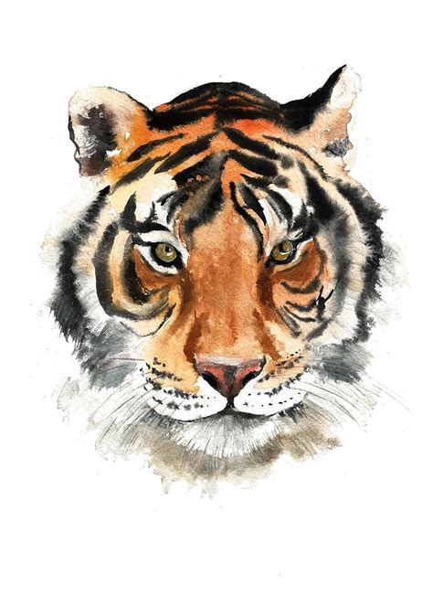 Tiger Art Print Tiger Portrait Tiger Wall Art Tiger Painting Modern