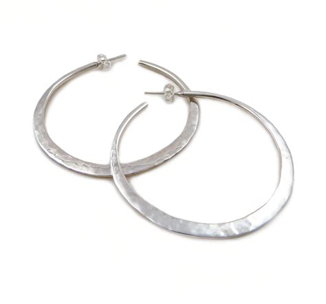 Measuring approx 1.5mm x 10mm supplied in a pack of 10 pairs. Hoops 925 Sterling Silver Hammered Large Circle Hoop ...