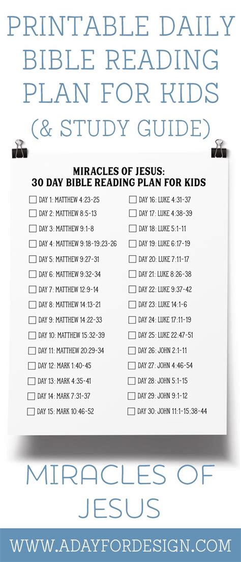 Miracles Of Jesus 30 Day Bible Reading Plan For Kids Daily Bible
