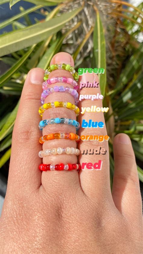 3 Pack Glass Seed Bead Rings Trendy Etsy