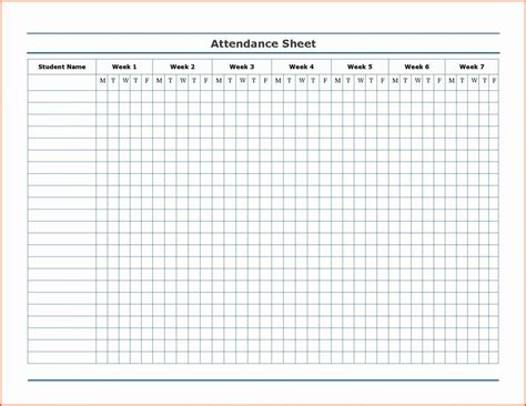Weekly Attendance Sheet Template Excel Attendance Sheet Template