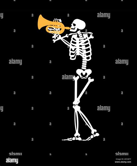 Skeleton With Trumpet Skeleton Musician Bugle And Dead Vector