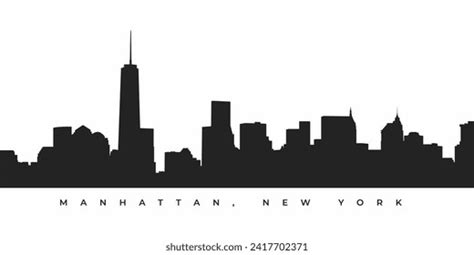 Manhattan New York City Skyline Silhouette Stock Vector Royalty Free