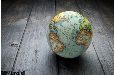 World Globe Wood Background Wall Mural