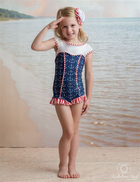 Sale Sweetheart Short Sleeve Swimsuit In Anchors Away Size Etsy