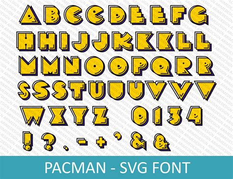 Pacman Font Vector Bundle Pacman Game Alphabet Font Clip Art Etsy