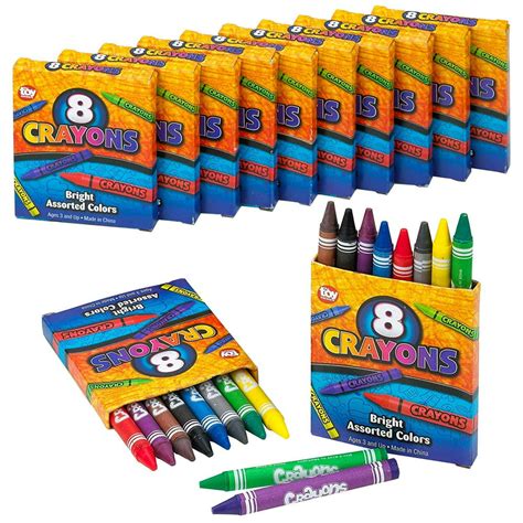 Crayon Set 12 Packs With 8 Pieces Assorted Coloring Pencils In Each